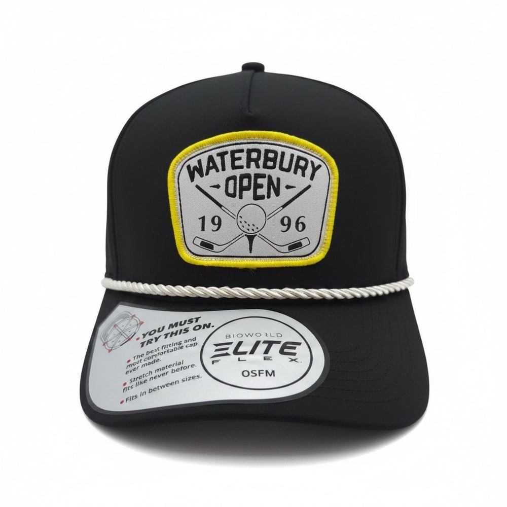Happy Gilmore Waterbury Open 1996 Bioworld Elite Flex Rope Hat Black OSFM New